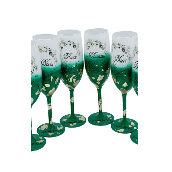 Set 6 pahare nunta personalizate pentru miri si 2 perechi de nasi model deosebit FEIS303003 1 Copy