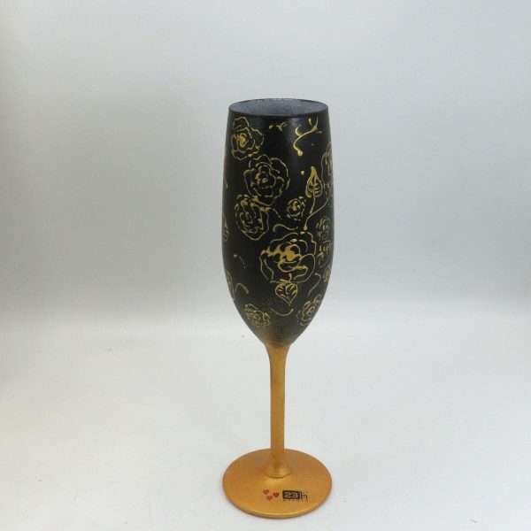 Set Vin Spumant Luxuria cu foita de aur 23k 2 pahare aurii decorate manual ILIF308006 7