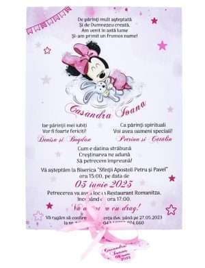 Invitație Botez model Binecuvântare, Baby Minnie pentru fetițe – MIBC308009