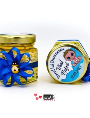 Mărturii dulci cu miere, Handmade Rafinament, Albastru, borcan 50 gr – DSBC308018