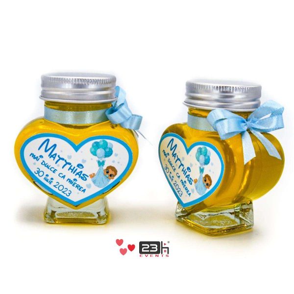 Mărturii dulci cu miere, Bebeluș cu Baloane, bleo, Botez, handmade Iubire, borcan 90 gr - DSBC308020