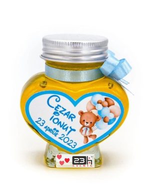 Mărturii dulci cu miere, Ursuleț cu Baloane, bleo, handmade Iubire, borcan 90 gr – DSBC308021