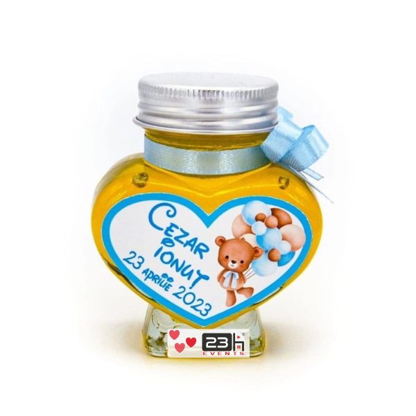 Mărturii dulci cu miere, Ursuleț cu Baloane, bleo, handmade Iubire, borcan 90 gr - DSBC308021