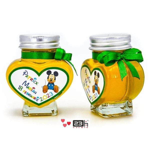 Mărturii dulci cu miere, Mickey, Verde, handmade Iubire, borcan 90 gr - DSBC308016