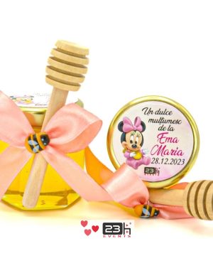 Mărturii dulci cu miere, model Aventură, Minnie, Roz prăfuit, borcan 50 gr – DSBC308012