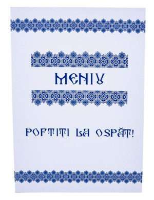 Meniu Nuntă sau Botez cu design Tradițional Albastru – MIBC308006