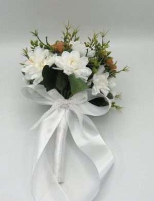 Buchet mireasa/nasa cu flori de matase, crizanteme – ILIF309010