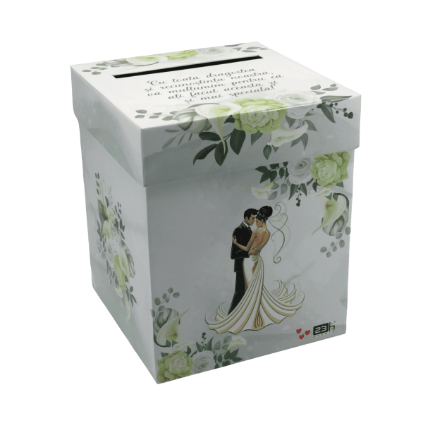 Cutie darbani Nunta nepersonalizata design floral verde model cu miri MIBC309004 1