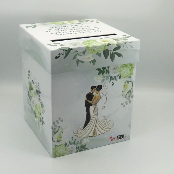 Cutie darbani Nunta nepersonalizata design floral verde model cu miri MIBC309004 2