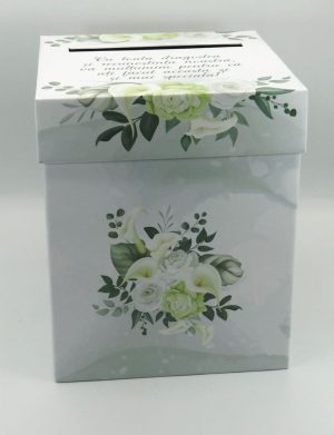 Cutie dar(bani) Nunta, nepersonalizata, design floral verde, model cu miri – SMIBC309004