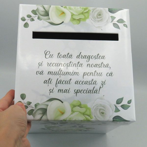 Cutie darbani Nunta nepersonalizata design floral verde model cu miri MIBC309004 4
