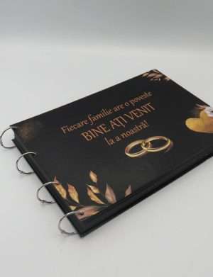 Guest Book – carte mesaje invitati, model deosebit negru-auriu – ILIF309007