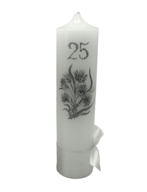 Lumanare Nunta de Argint , pictata manual, model deosebit – argintiu – ILIF309027