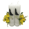 Lumanare Nunta decorata cu flori de matase si orhidee din silicon galben ILIF309012 1