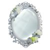 Oglinda miresei forma ovala in stil victorian lucrata cu flori de matase model argintiu ILIF309017 1