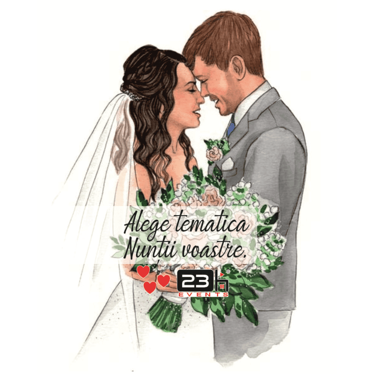 Tematică nuntă ”Îndrăgostiți & Apropriați”, Alege imaginea, Culoarea și Fontul dorit