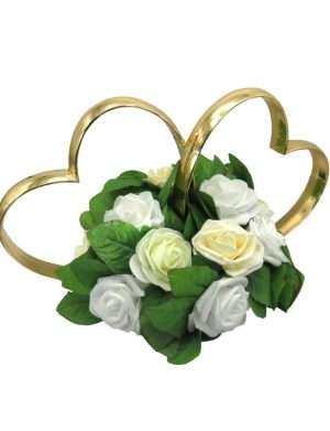 Decor masina pentru nunta, inimioare decorate cu flori – ILIF310050