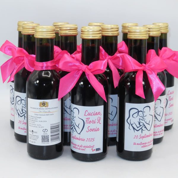 Marturie nunta, Sticluta de Vin personalizata, fundita roz ciclam- ILIF310024 - imagine 13