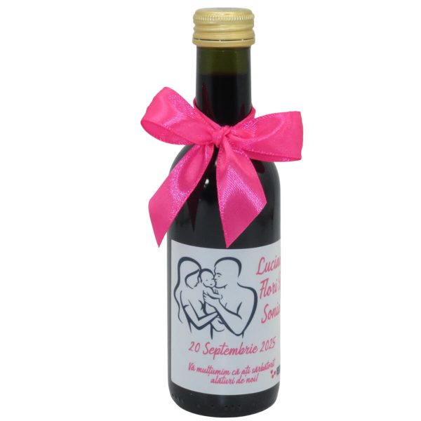 Marturie nunta, Sticluta de Vin personalizata, fundita roz ciclam- ILIF310024