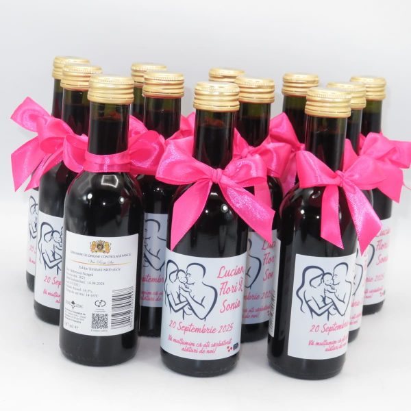 Marturie nunta, Sticluta de Vin personalizata, fundita roz ciclam- ILIF310024 - imagine 2