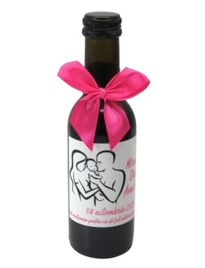 Marturie nunta, Sticluta de Vin personalizata, fundita roz ciclam- ILIF310024