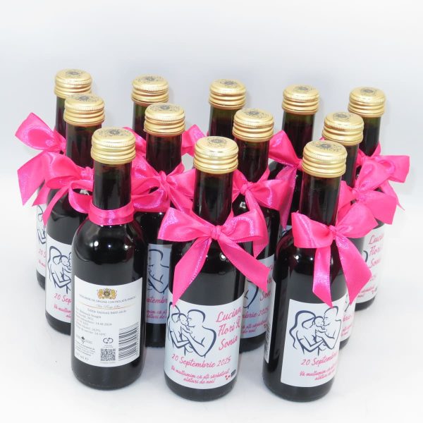 Marturie nunta, Sticluta de Vin personalizata, fundita roz ciclam- ILIF310024 - imagine 3