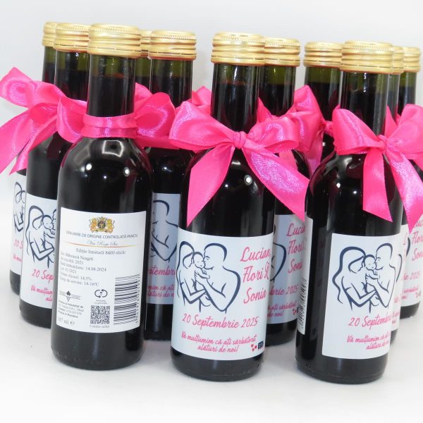 Marturie nunta, Sticluta de Vin personalizata, fundita roz ciclam- ILIF310024 - imagine 14