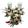 Set 2 lumanari cununie + buchet mireasa, flori de matase, grena&alb ILIF310047 (11)