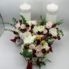 Set 2 lumanari cununie + buchet mireasa, flori de matase, grena&alb ILIF310047 (8)
