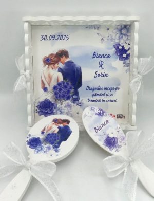 Set Gătit Mireasa, Albastru, Personalizat, 3 piese – ILIF310014