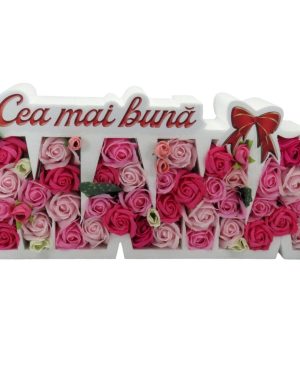 Aranjament cadou pentru mama, cu trandafiri de sapun roz – ILIF311022