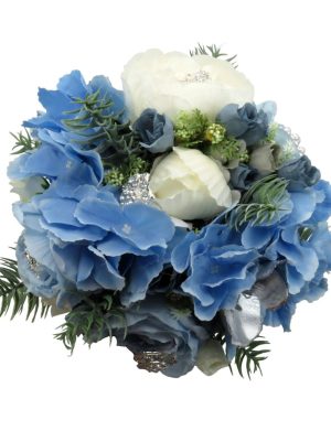 Buchet mireasanasa iarna, Flori de Gheata, bleu alb ILIF311034 (20)