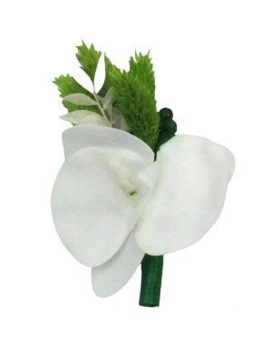 Cocarda de pus in piept, orhidee de silicon, alb-verde – ILIF311014