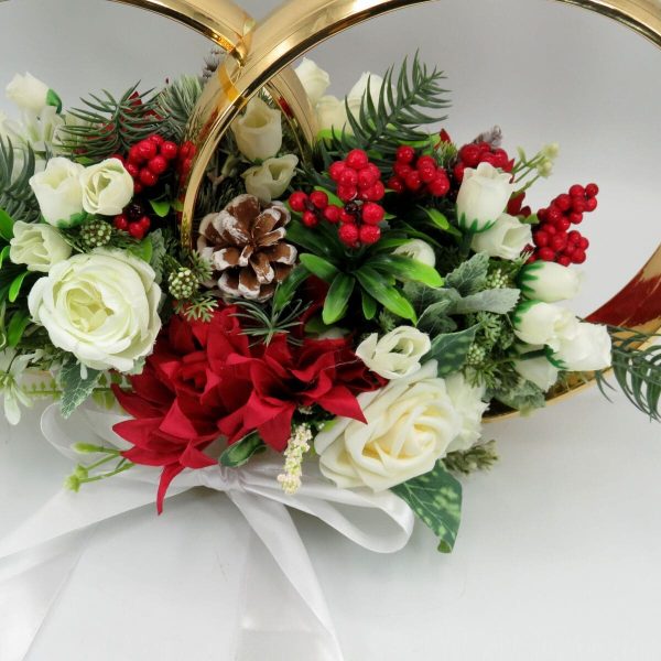 Decor masina pentru nunta iarna, verighete decorate cu flori, Poveste de Iarna ILIF311039 (7)