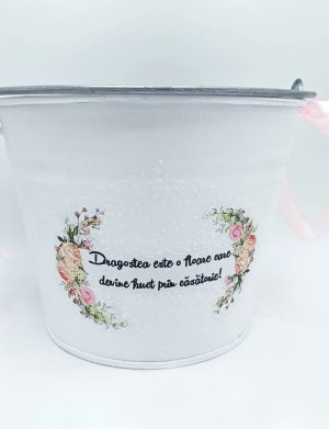 Galeata miresei, silueta miri, tematica alb cu roz, Personalizata cu nume&data – FEIS311011