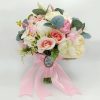 Buchet mireasanasa, model deosebit cu flori de matase, alb roz FEIS312022 (4)
