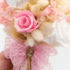 Lumanare botez personalizata, ceara naturala si aranjament floral, nuante de roz FEIS312011