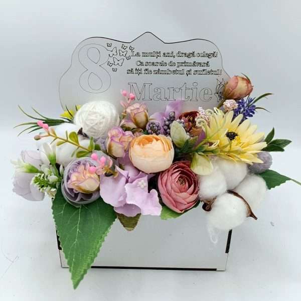 Aranjament cadou pentru Colega, cadou de 8 martie cu flori de matase FEIS401036 (1)