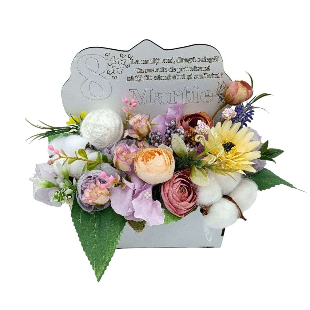 Aranjament cadou pentru Colega, cadou de 8 martie cu flori de matase FEIS401036 (1)