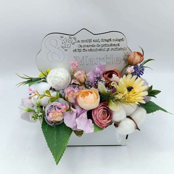Aranjament cadou pentru Colega, cadou de 8 martie cu flori de matase FEIS401036 (2)
