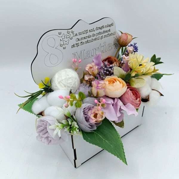 Aranjament cadou pentru Colega, cadou de 8 martie cu flori de matase FEIS401036 (4)