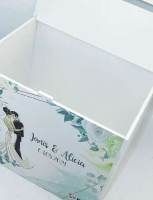 Cutie dar nunta, din lemn vopsit alb, Personalizat, model cale, 27x20x21cm – ILIF308083
