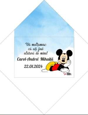 Plic pentru poze botez, Mickey Mouse, model personalizat – MIBC401002