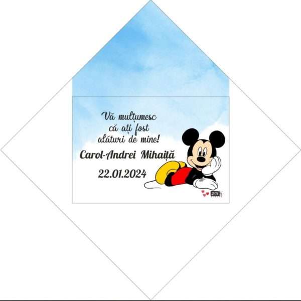 Plic pentru poze botez, Mickey Mouse, model personalizat MIBC401002