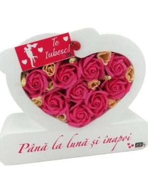 Aranjament cadou pentru iubita, cu trandafiri de sapun, Te Iubesc – ILIF402008