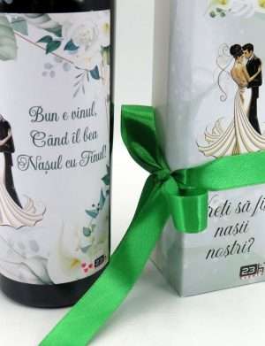Cadou Cerere Nasi Cununie – sticla vin personalizata & cutiuta cadou – ILIF402009