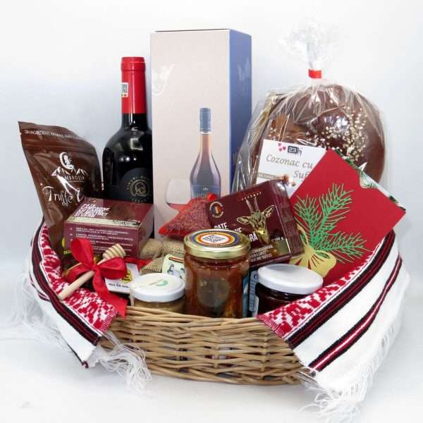 Coș cadou Crăciun Românesc, 16 produse naturale ILIF402002 (1)