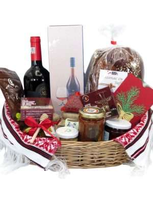Coș cadou – Crăciun Românesc, 16 produse naturale – ILIF402002