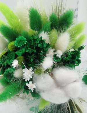 Lumanare Nunta decorata cu flori uscate, verde smarald – ILIF402007