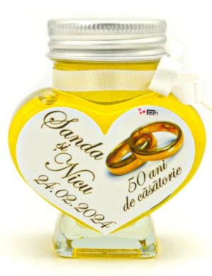 Marturii dulci cu miere 50 ani de casatorie, model handmade Iubire – alb, borcan 90 gr – DSBC402001